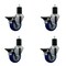 Service Caster 3.5'' Blue Poly Swivel 1-3/4'' Expanding Stem Caster Set with Brake, 4PK SCC-EX20S3514-PPUB-BLUE-PLB-134-4 - alternate 1